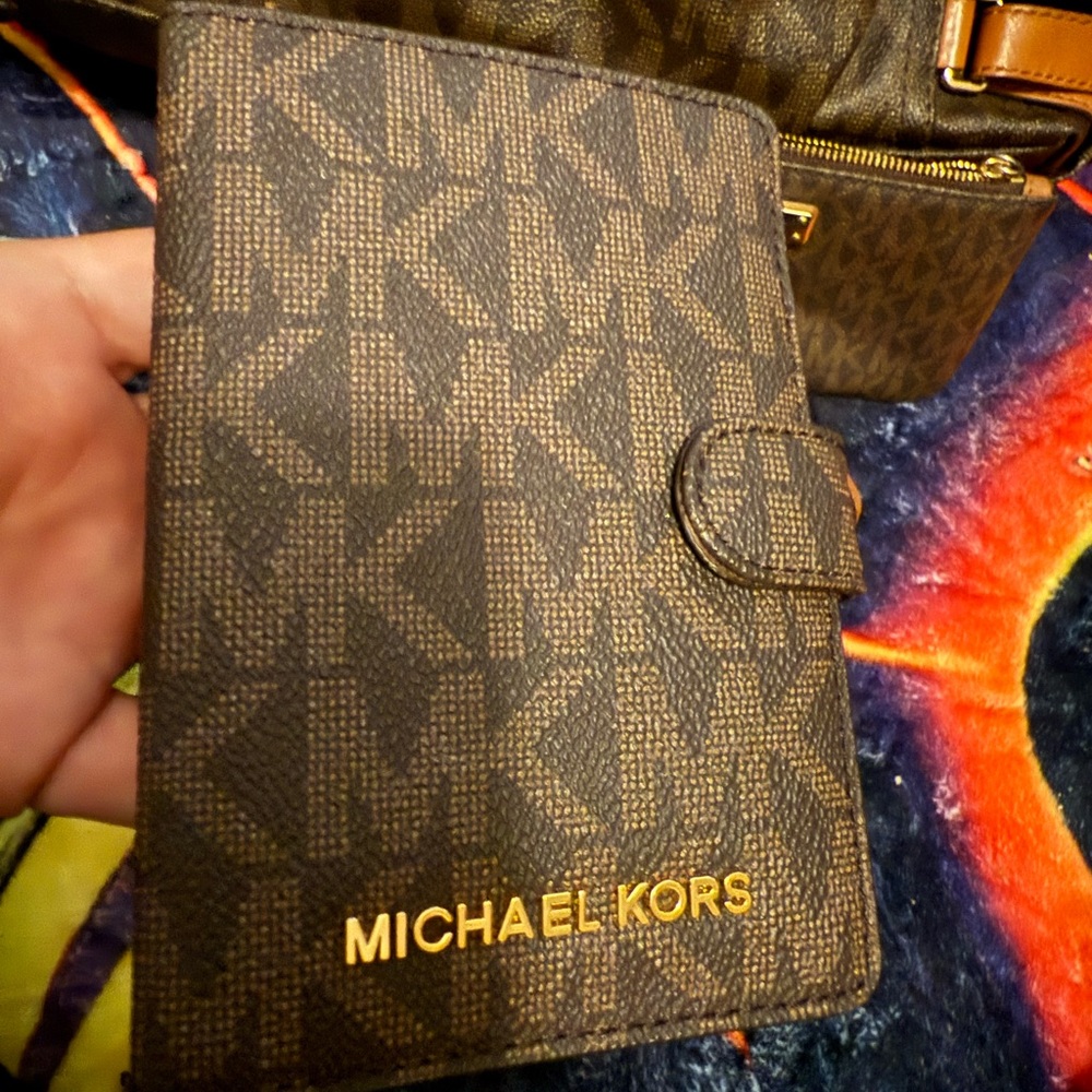 Michael Kors Dark Brown Monogram Passport Holder